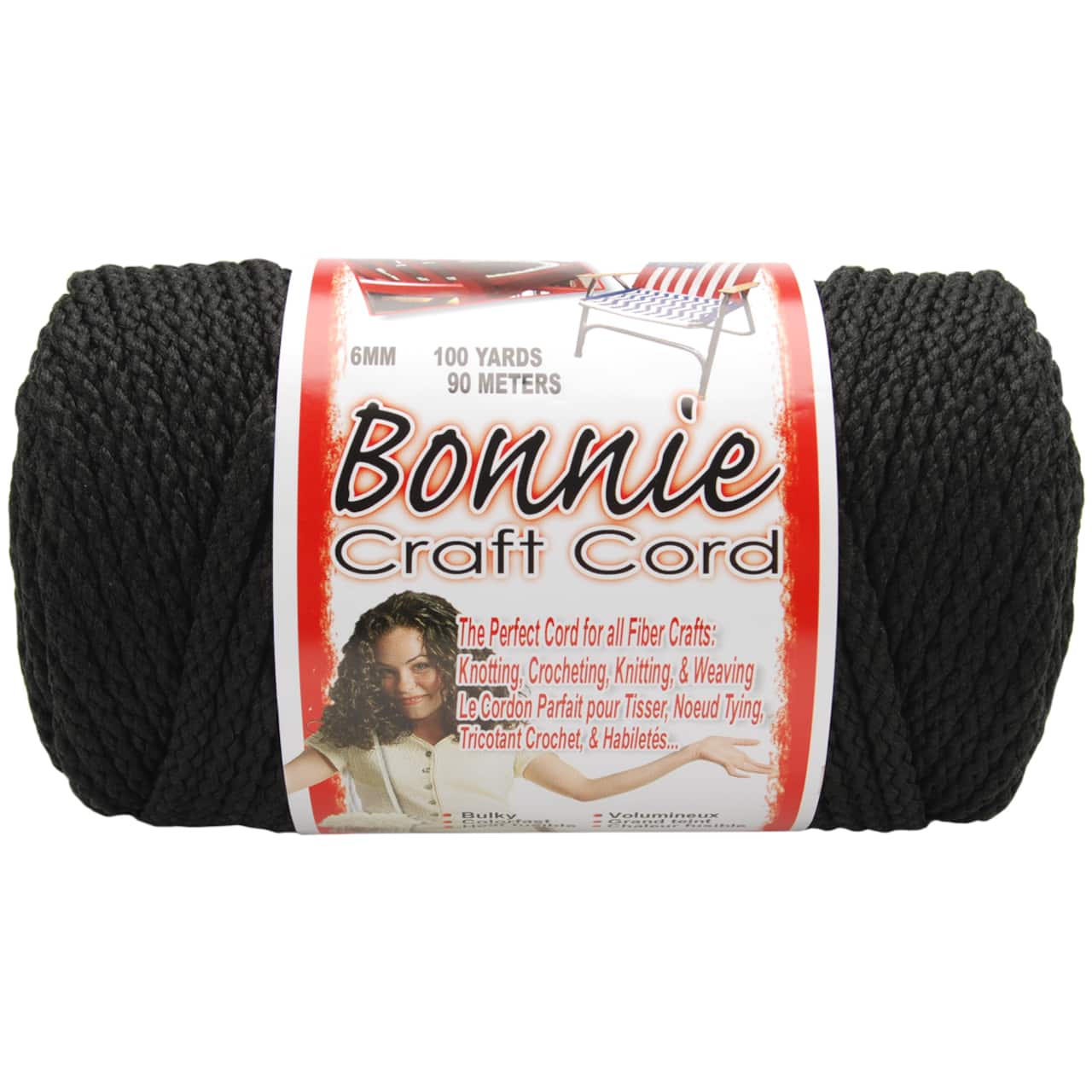 Pepperell Bonnie Macrame Craft Cord 6mmX100yd (Black)